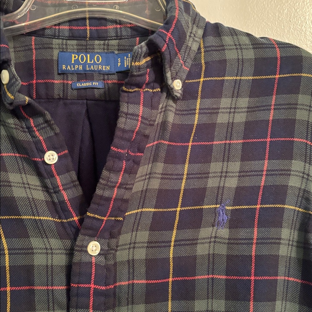 Sz S Ralph Lauren classic fit plaid double faced shirt.